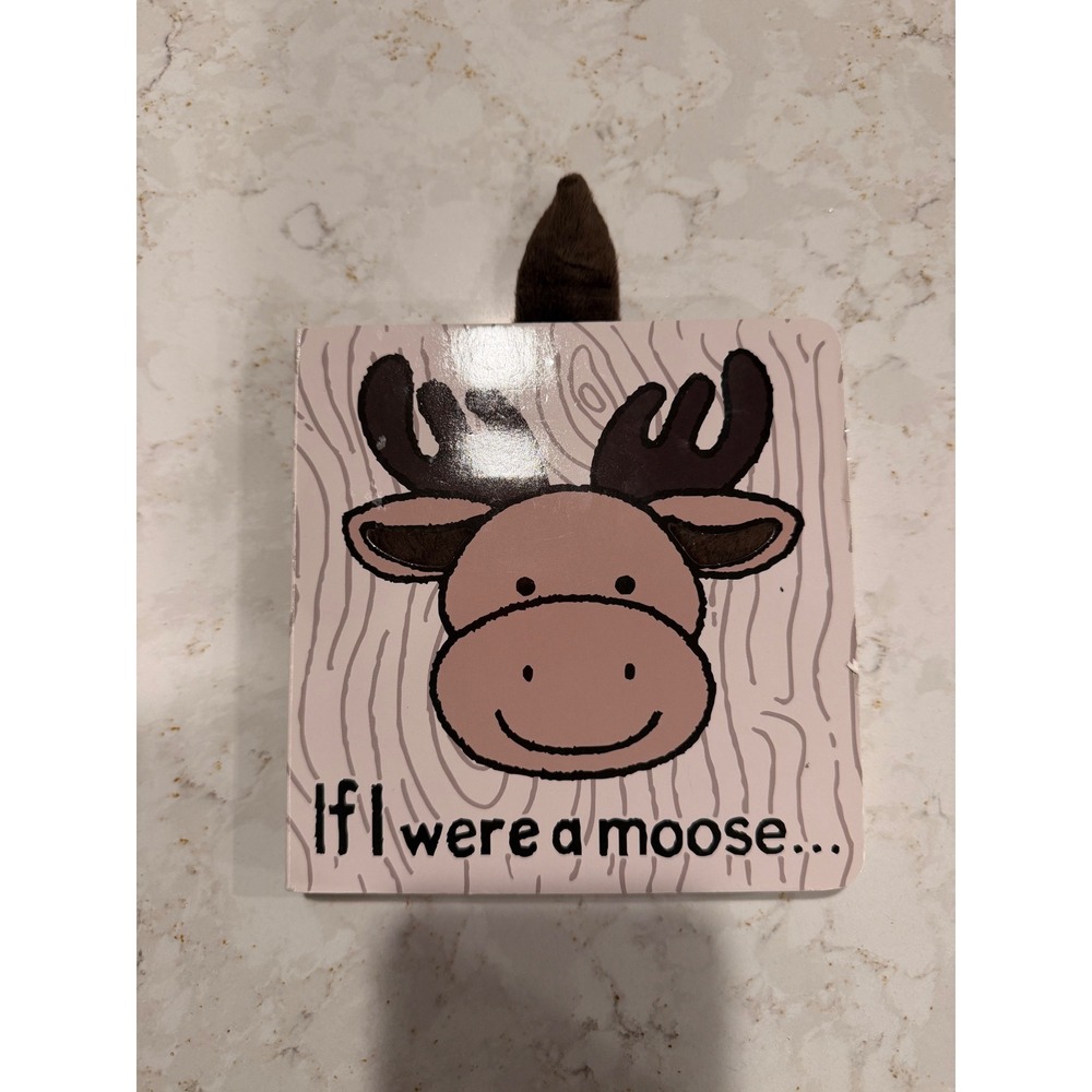 Jellycat If I Were a Moose Board Book BB444MOO Sensory Touch and Feel Plush Tail